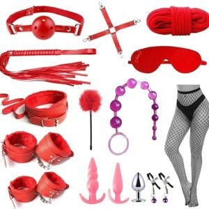 BDSM Bondage Set 15 Pieces Combo Pack Red