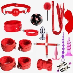 15 Pic. BDSM Restraints Set Red