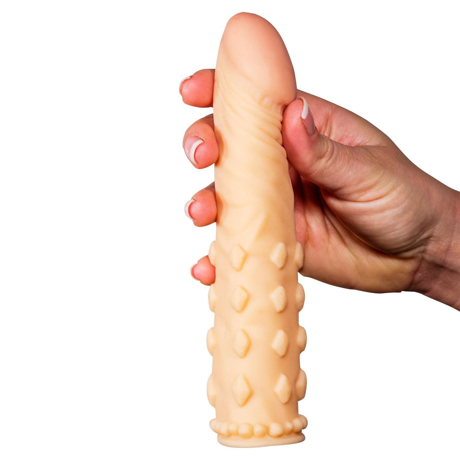 2 Extra Inch Textured Penis Extender Hollow Sleeve