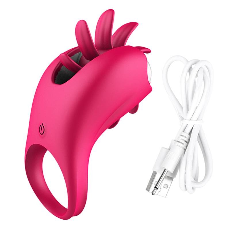 Penis Ring 2 In 1 Vibrating Tongue Licking USB Charging