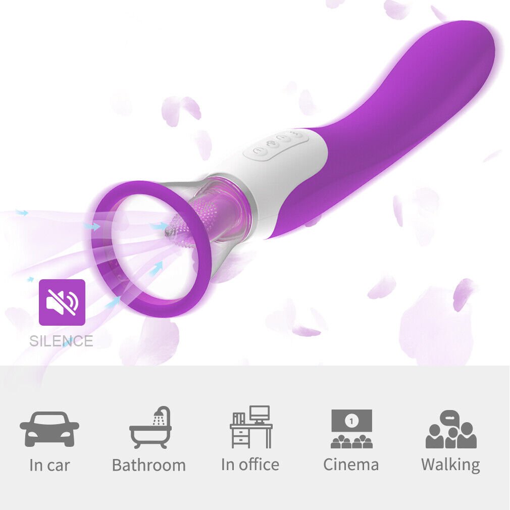 3 In 1 Automatic Licking And Sucking Pussy Pump Adult Toy 7 Vibration+Heating Purple