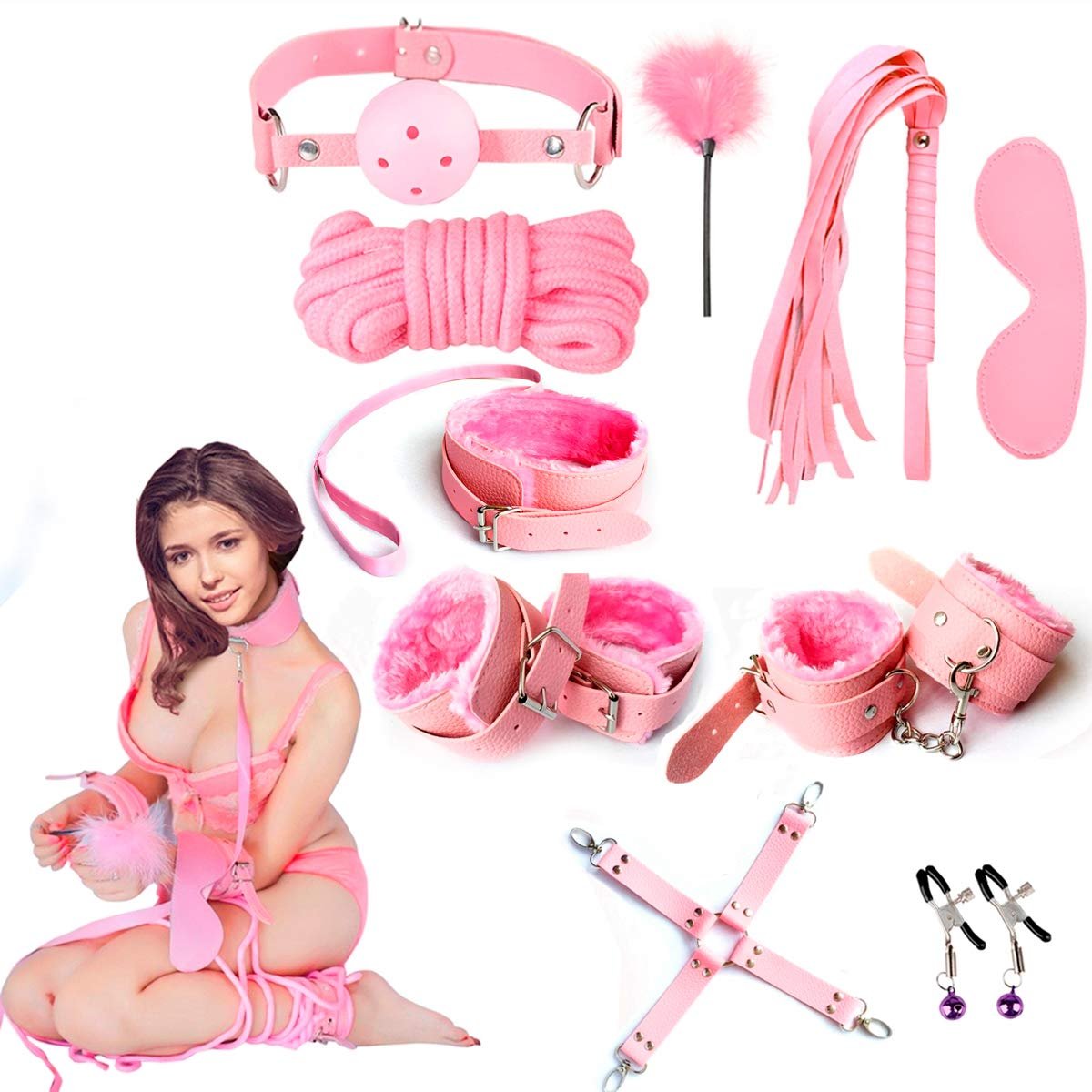 BDSM Bondage Kit Adulttoys India 10 Pieces Pink