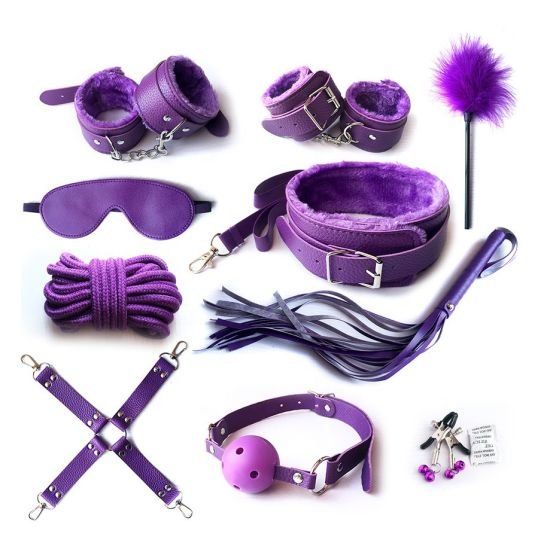 BDSM Bondage 10 Pieces Kit Purple