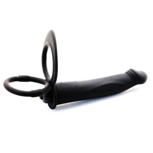 Black Strap-on Anal Dildo Vibration With Ring Double Penetration