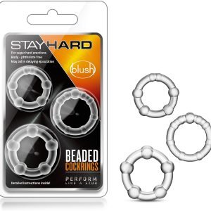 Blush Genuine Stay Hard Super Elastic Crystal Clear Cock Rings Set Erection Enhancing Beaded