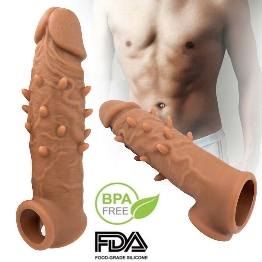 Brown Dotted Penis Sleeve Extender Realistic