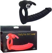 Cock Ring Dildo Trinity Fun Evil Teaser Black Vibrating Double Penetration